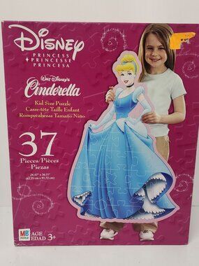 Disney Princess Cinderella Kid Size 37 Piece Jigsaw Puzzle Pink Blue